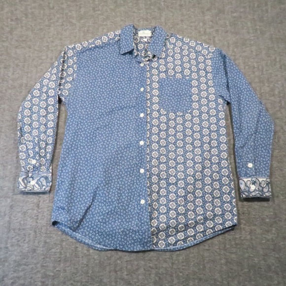 Vtg 90s Vera Bradley Shirt  S Blue Mixed Paisley Print USA Coastal Boho Preppy - Picture 2 of 9
